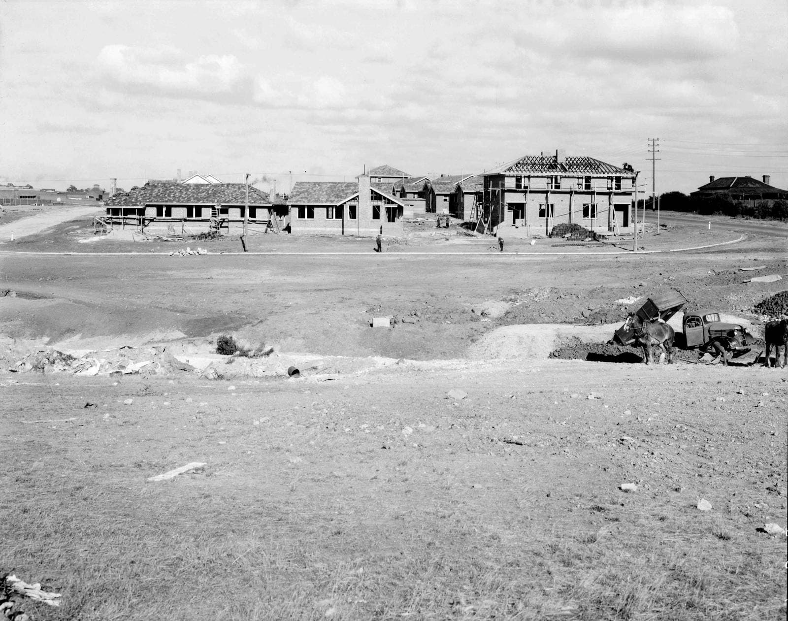 Houses under construction at the Coburg Housing Estate
