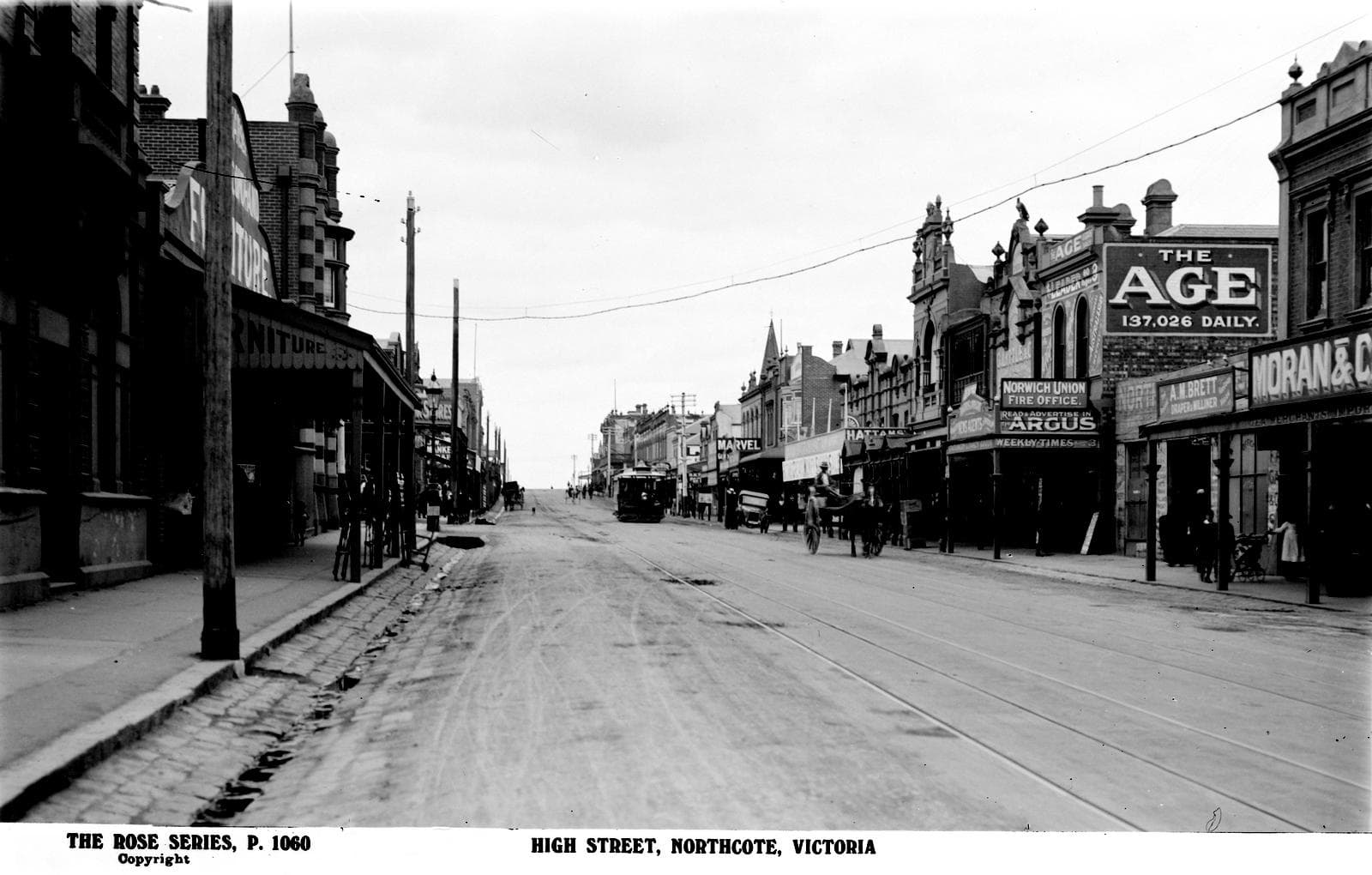 High Street, Northcote, showing the suburb's historic commercial buildings