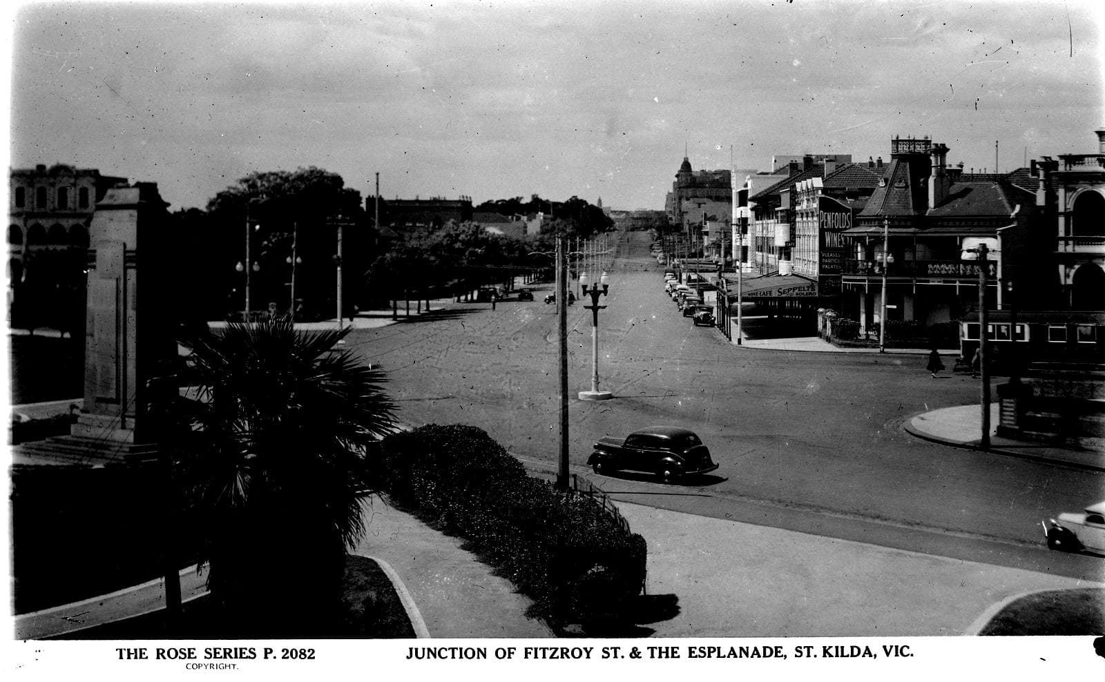 Junction of Fitzroy Street and the Esplanade, St Kilda, showing period buildings