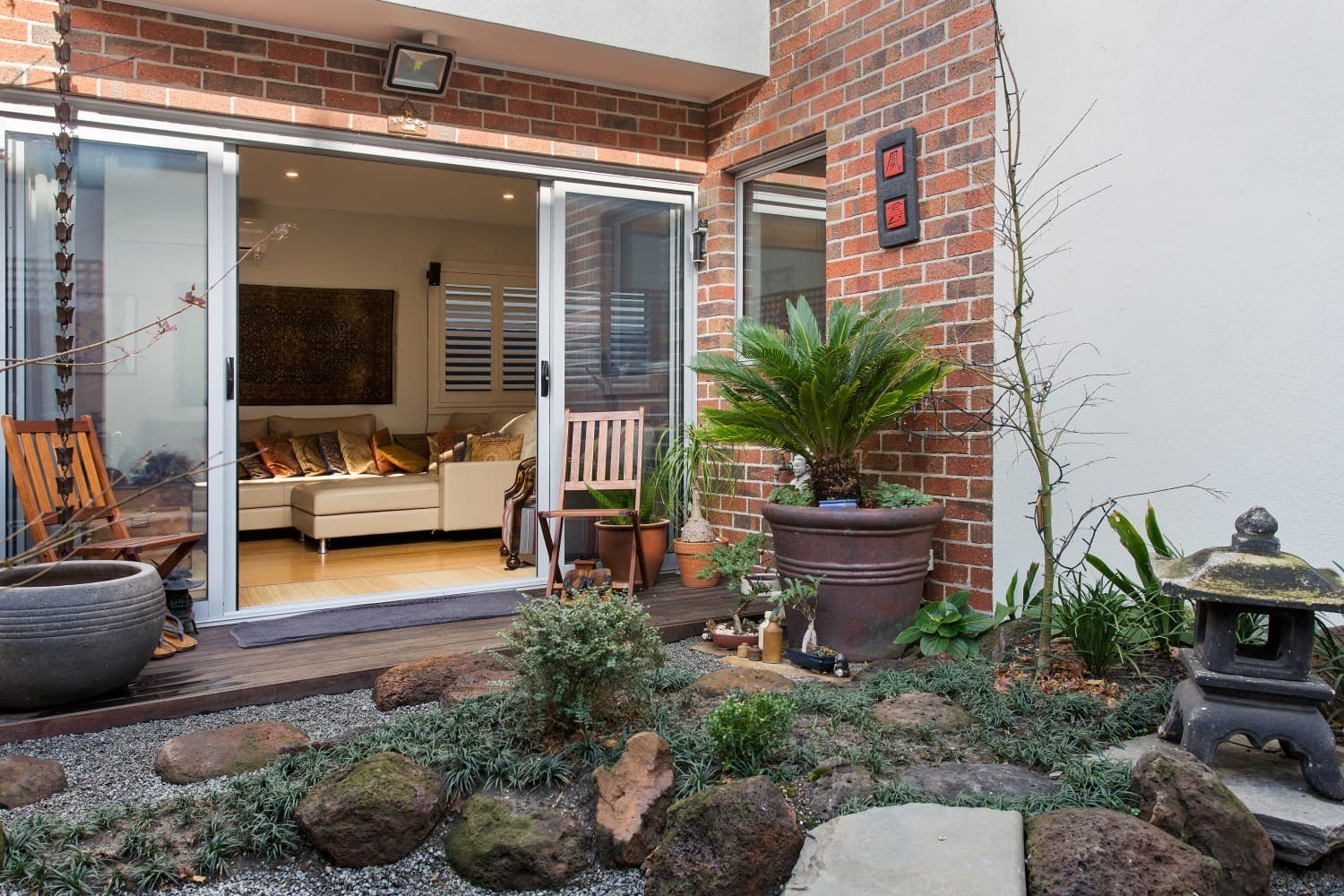 Japanese-inspired zen garden outdoor area